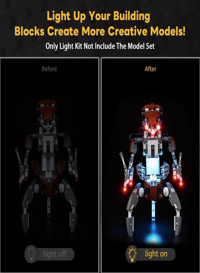 Kyglaring طقم إضاءة LED من Kyglaring متوافق مع مكعبات بناء Lego Droideka 75381، ملحقات إضاءة مطورة لمجموعة نموذج 75381، مصابيح فقط (النموذج غير متضمن)، إصدار حامل - Image 2
